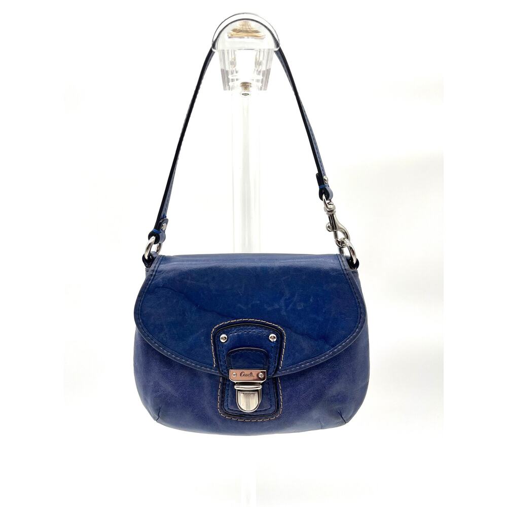 COACH Poppy Leather Push Lock Mini Bag, Purple Blue - Picture 4 of 9